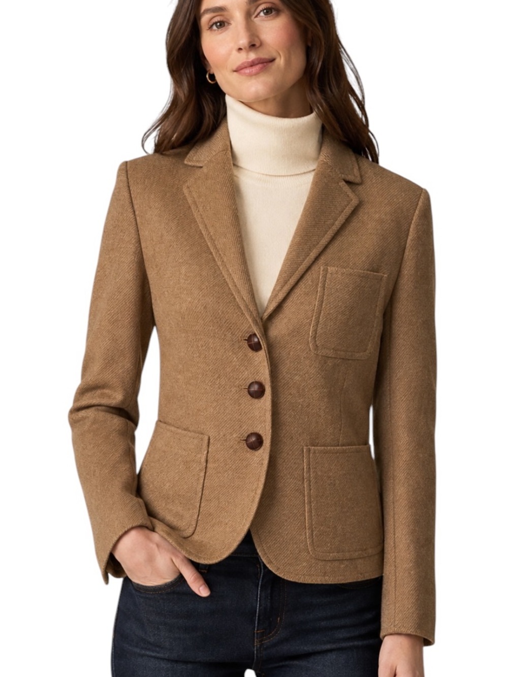 J. Crew RARE Y2K Camel Tan Scottish Wool Equestrian Style Blazer - L